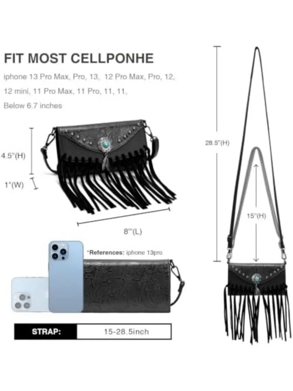 Chic Small Crossbody Bag for Women | Fringe Tassel Shoulder Purse | Turquoise